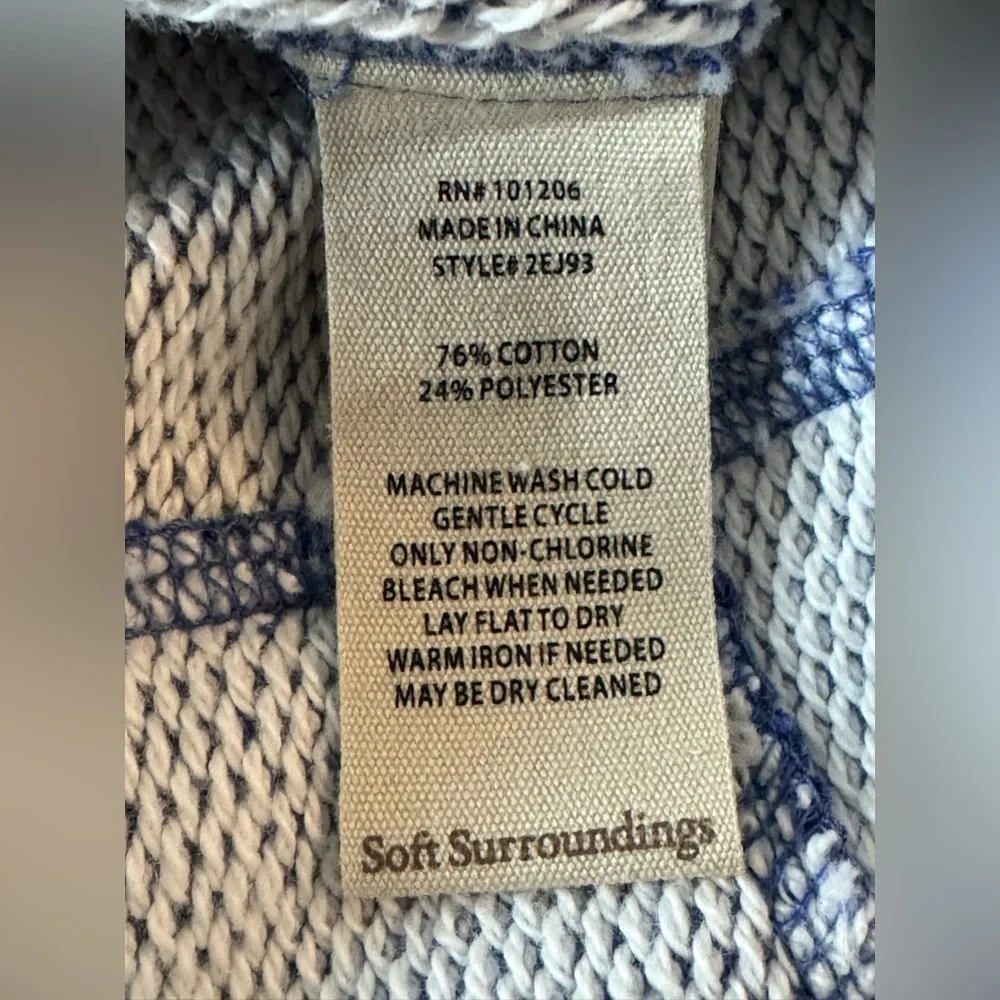 Soft Surroundings Just Beachy Pullover Size S Blue